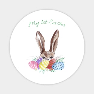 My 1st Easter - Handpainted Bunny and Colorful Eggs Magnet